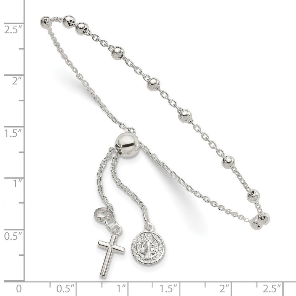 Curata 925 Sterling Silver 3mm St. Benedict Adjustable Rosary Bracelet