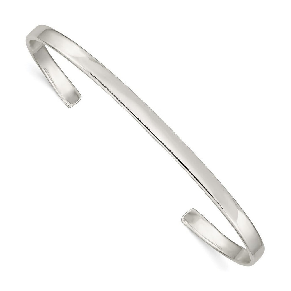 Curata 925 Sterling Silver 3mm Thin Polished Bar Cuff Bangle Bracelet