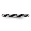 Curata 925 Sterling Silver 4mm Polished Twisted Black Enameled Ring