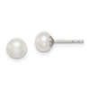 Curata 925 Sterling Silver 5.5mm White Cultured Button Pearl Post Earrings