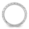 Curata 925 Sterling Silver 5mm Rhodium Hammered Band Ring