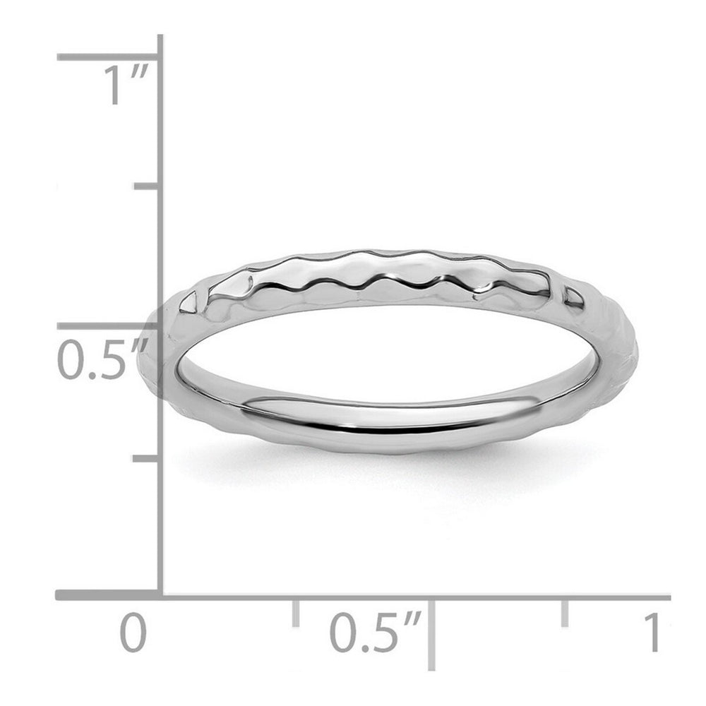 Curata 925 Sterling Silver 5mm Rhodium Hammered Band Ring