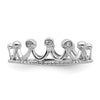 Curata 925 Sterling Silver 6.6mm Rhodium Plated Cubic Zirconia Crown Ring