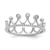 Curata 925 Sterling Silver 6.6mm Rhodium Plated Cubic Zirconia Crown Ring