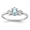 Curata 925 Sterling Silver 6X4mm Oval Aquamarine Ring