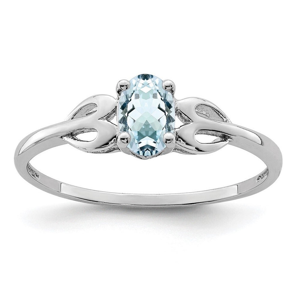 Curata 925 Sterling Silver 6X4mm Oval Aquamarine Ring