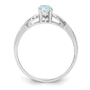 Curata 925 Sterling Silver 6X4mm Oval Aquamarine Ring