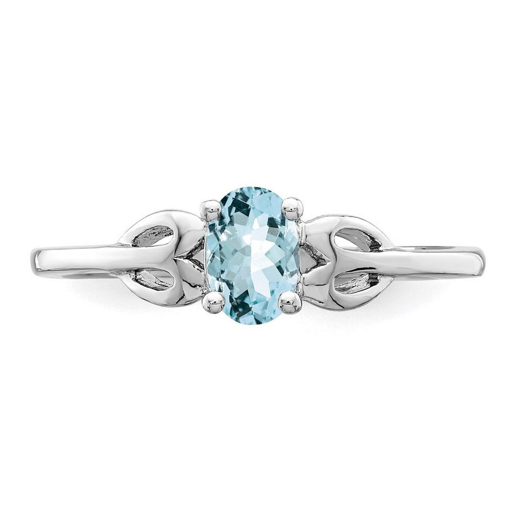 Curata 925 Sterling Silver 6X4mm Oval Aquamarine Ring