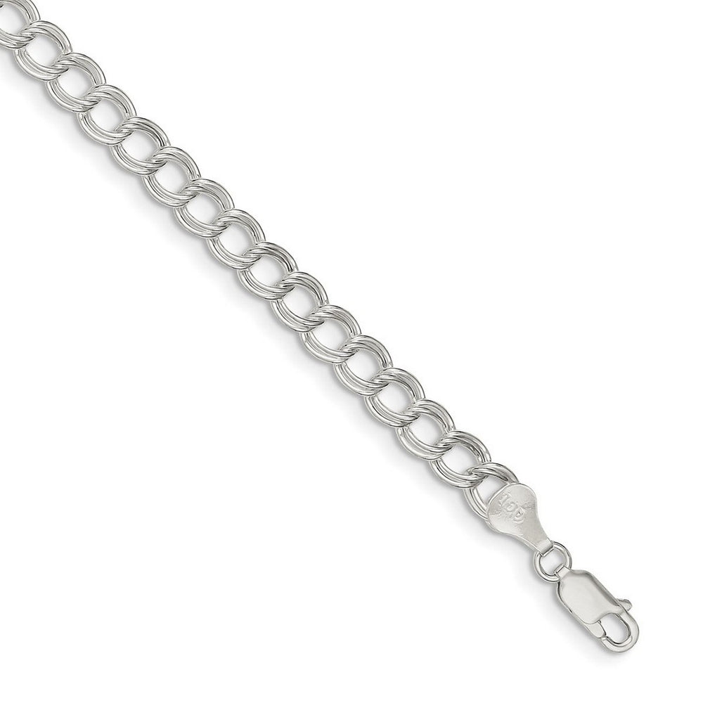 Curata 925 Sterling Silver 6mm Double Link Charm Bracelet Options: 5.5" 7" 8" 8.25"