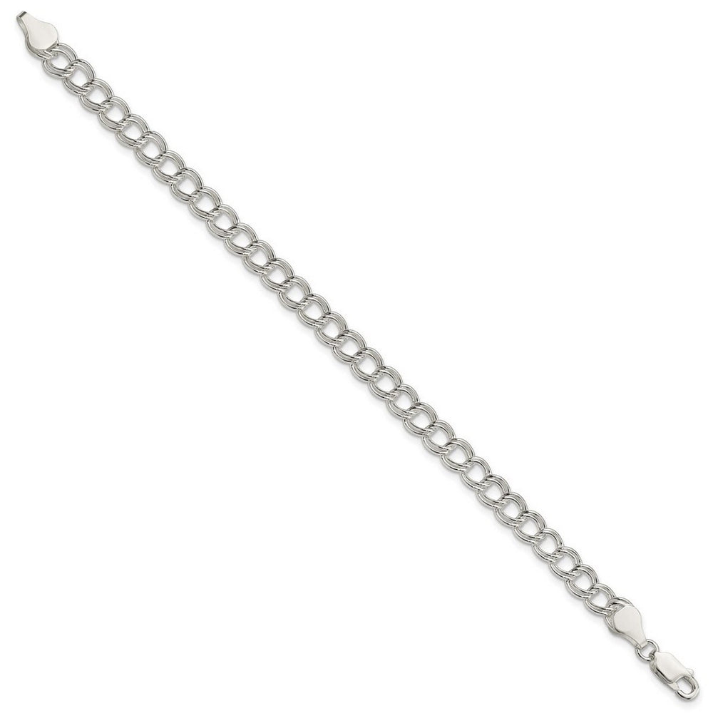 Curata 925 Sterling Silver 6mm Double Link Charm Bracelet Options: 5.5" 7" 8" 8.25"