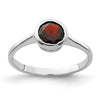 Curata 925 Sterling Silver 6mm Garnet Bezezel-set Ring