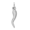 Curata 925 Sterling Silver 6mmx30mm Italian Polished Rhodium Horn Good Luck Charm Necklace