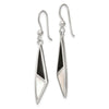 Curata 925 Sterling Silver 6x46mm Onyx and Mother of Pearl Dangle Hook Earrings