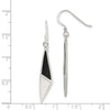 Curata 925 Sterling Silver 6x46mm Onyx and Mother of Pearl Dangle Hook Earrings