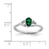 Curata 925 Sterling Silver 6x4mm Oval Created Emerald and Diamond Heart Ring