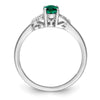 Curata 925 Sterling Silver 6x4mm Oval Created Emerald and Diamond Heart Ring