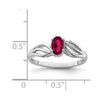 Curata 925 Sterling Silver 6x4mm Oval Created Ruby Leaf Ring