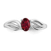 Curata 925 Sterling Silver 6x4mm Oval Created Ruby Leaf Ring