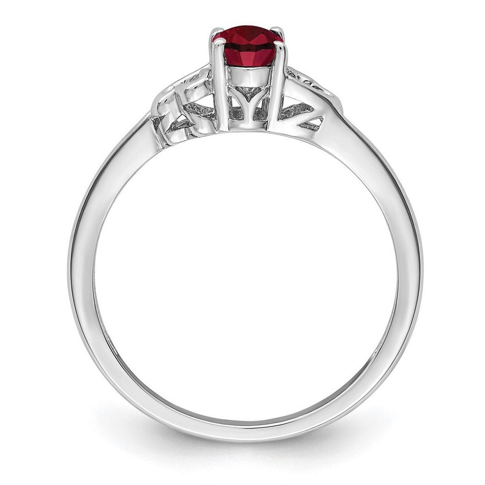 Curata 925 Sterling Silver 6x4mm Oval Created Ruby and Diamond Heart Ring