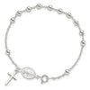 Curata 925 Sterling Silver 7.5" Polished Rosary Dangle Cross Bracelet