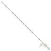 Curata 925 Sterling Silver 7.5" Polished Rosary Dangle Cross Bracelet