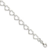 Curata 925 Sterling Silver 7" 8.35mm Polished Flat Heart Bracelet