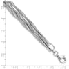 Curata 925 Sterling Silver 7" Rhodium Plated 3 Twisted Strand Bracelet