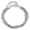 Curata 925 Sterling Silver 7" Rhodium Plated 3 Twisted Strand Bracelet