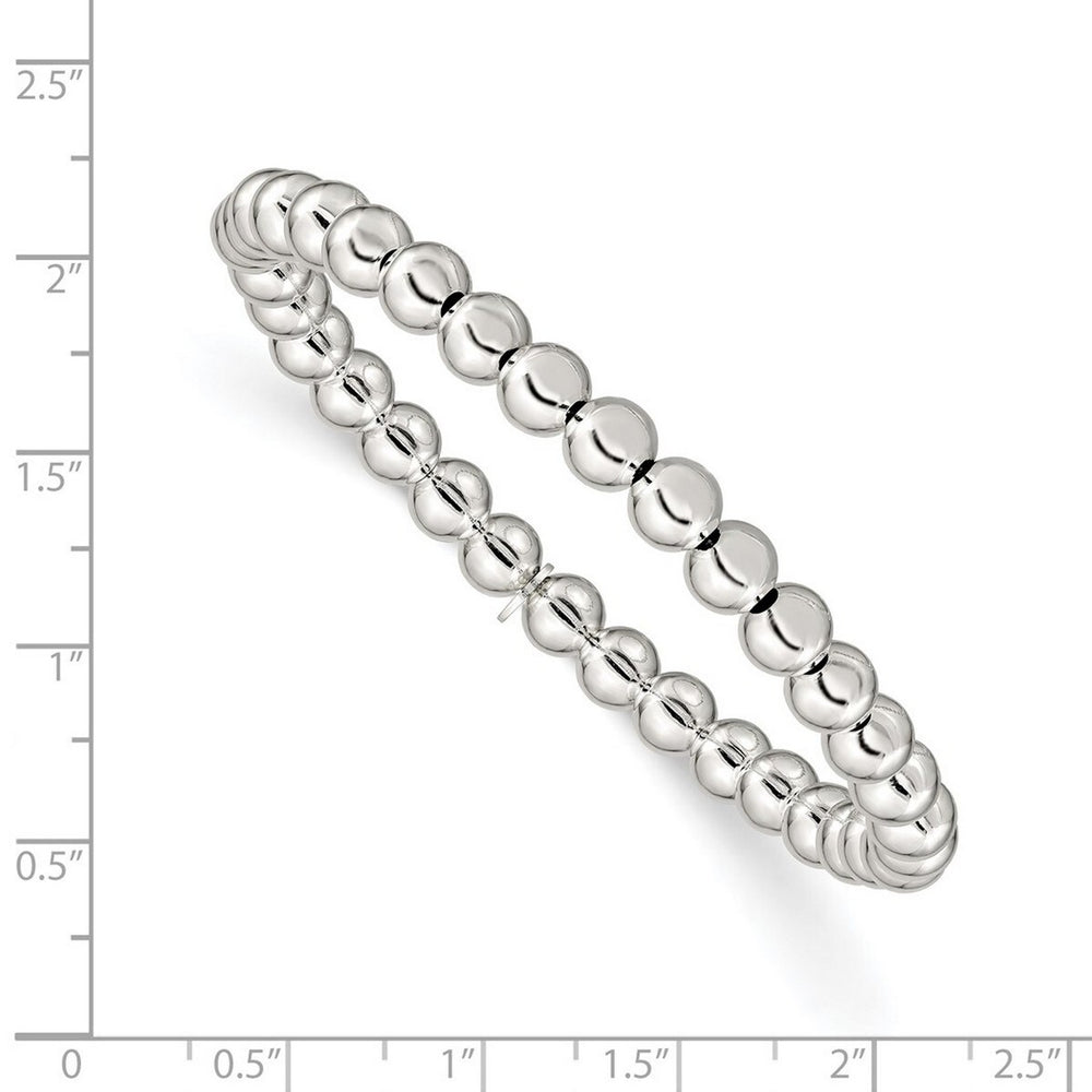 Curata 925 Sterling Silver 7mm Polished Bead Stretch Bracelet