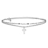 Curata 925 Sterling Silver 7mm x 8.75" Double Strand Cross Anklet (2" Extender)