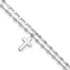 Curata 925 Sterling Silver 7mm x 8.75" Double Strand Cross Anklet (2" Extender)