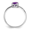 Curata 925 Sterling Silver 7x5mm Oval Amethyst Bezel Solitaire Ring