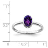 Curata 925 Sterling Silver 7x5mm Oval Amethyst Bezel Solitaire Ring