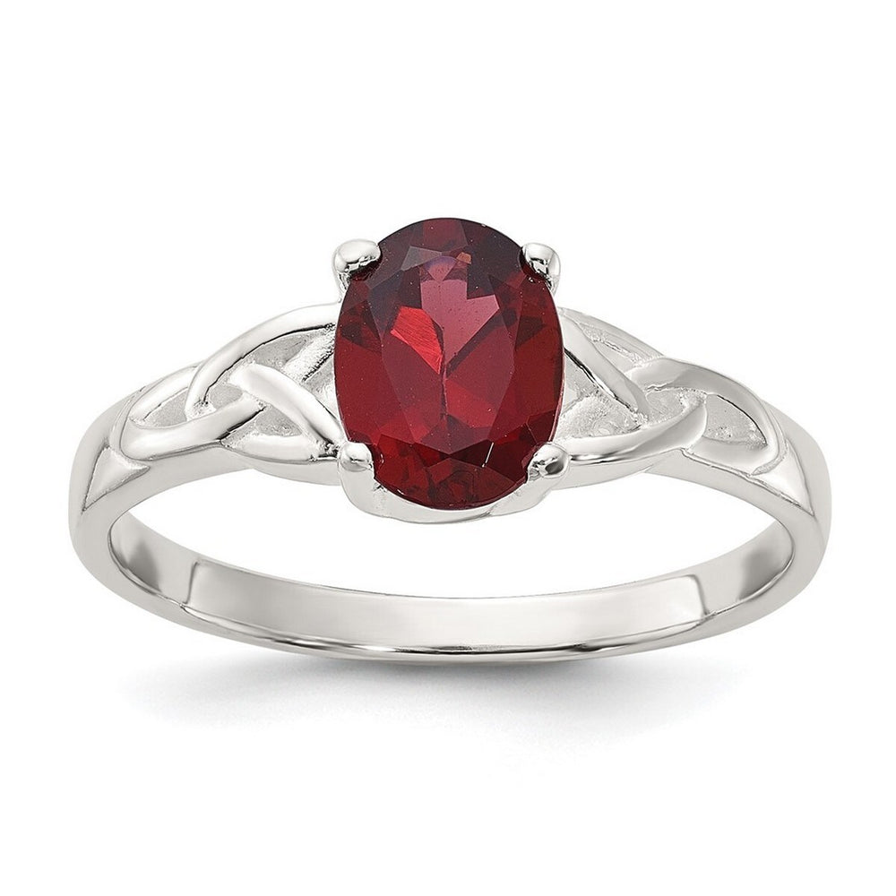 Curata 925 Sterling Silver 7x5mm Oval Garnet Ring