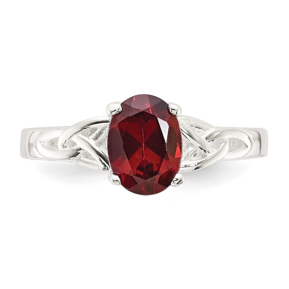 Curata 925 Sterling Silver 7x5mm Oval Garnet Ring