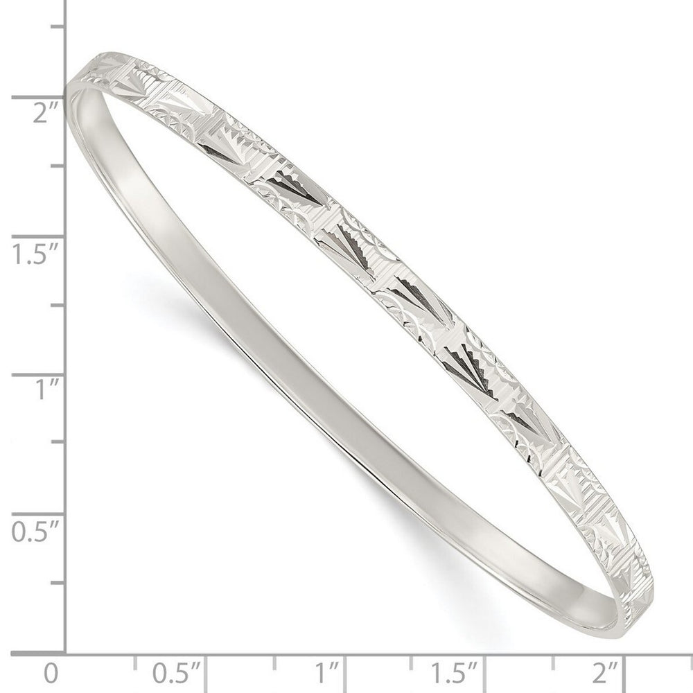 Curata 925 Sterling Silver 8" 5mm Diamond Cut Slip on Bangle Bracelet