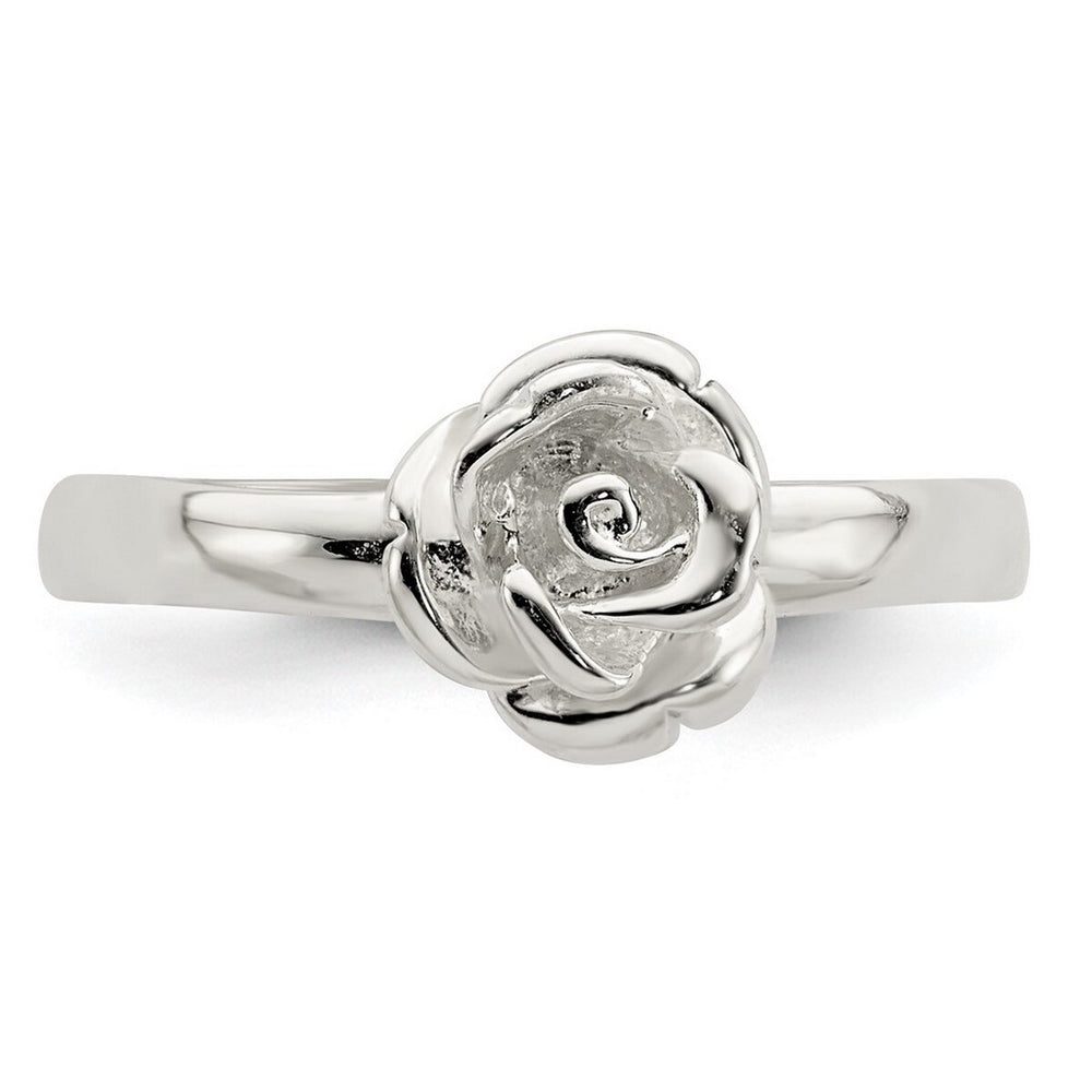 Curata 925 Sterling Silver 8mmSingle Rose Ring