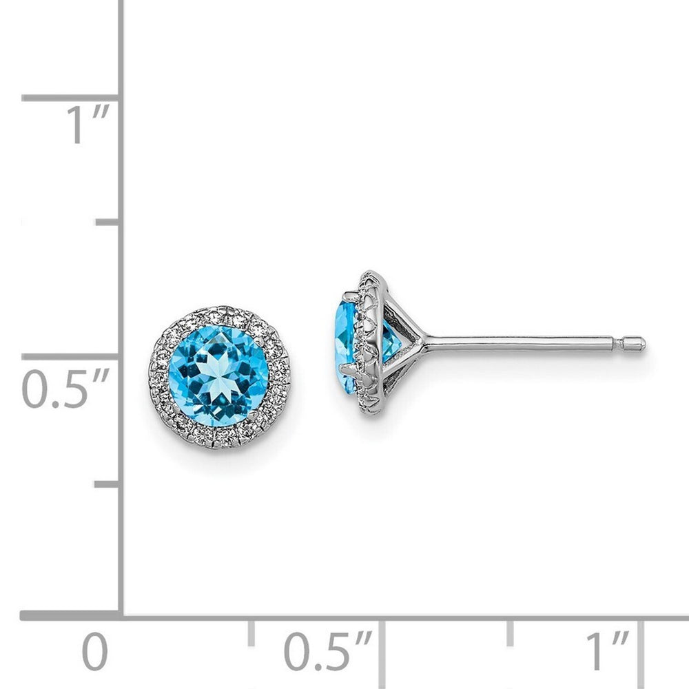 Curata 925 Sterling Silver 8x8mm Blue Topaz and Cubic Zirconia Halo Post Earrings