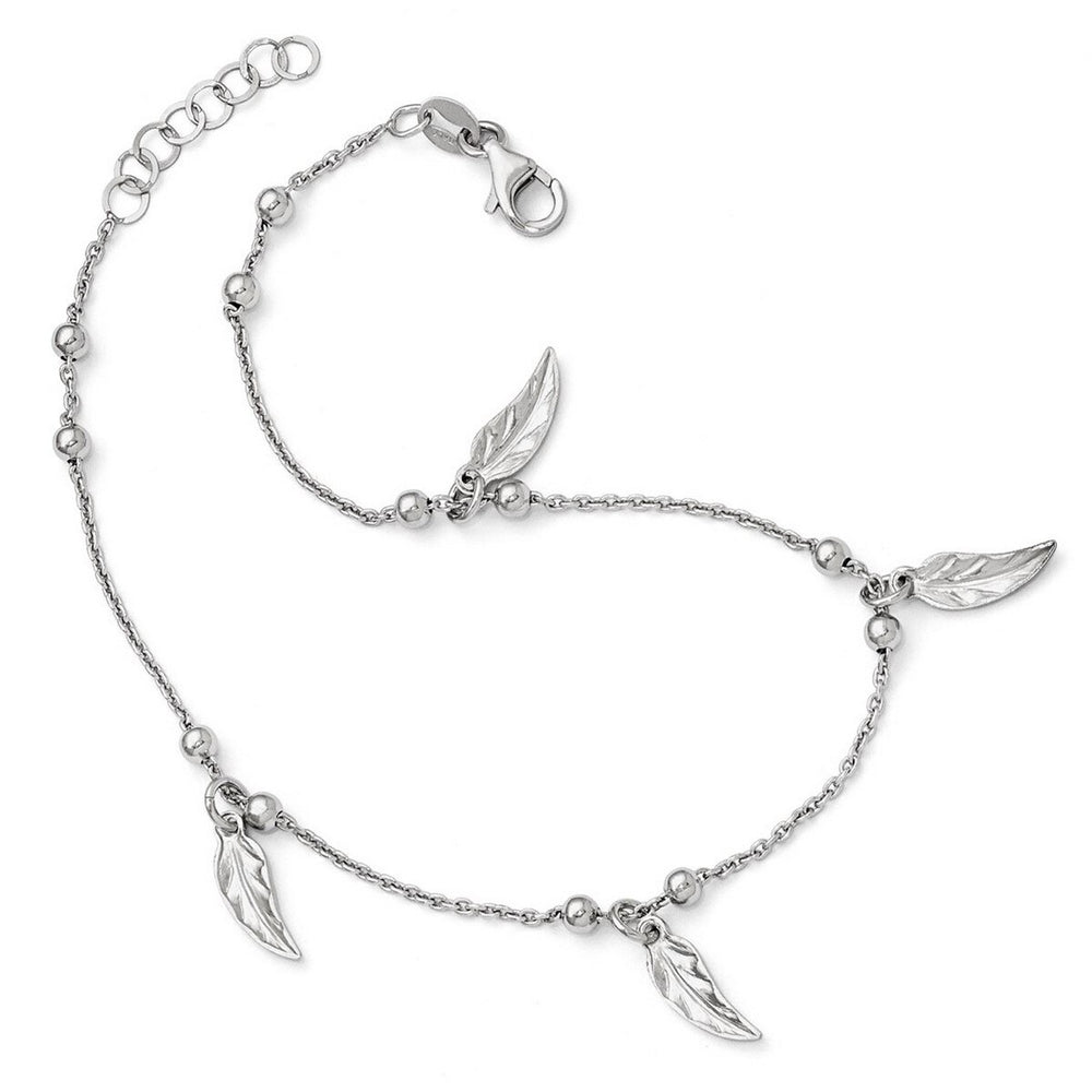 Curata 925 Sterling Silver 9" Dangling Feather Anklet for Women (1" Extender)