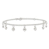 Curata 925 Sterling Silver 9" Puffed Heart Anklet for Women