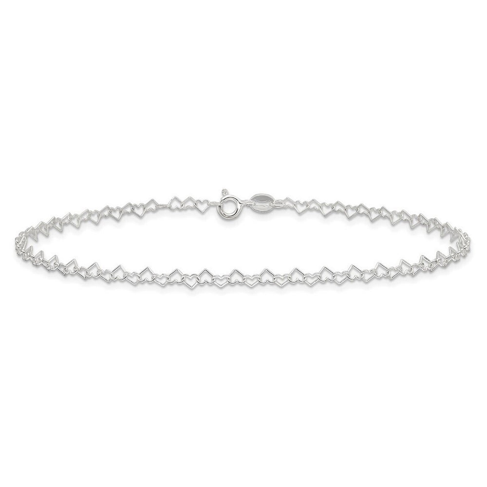 Curata 925 Sterling Silver 9" or 10" 3.5mm Heart Chain Anklet for Women