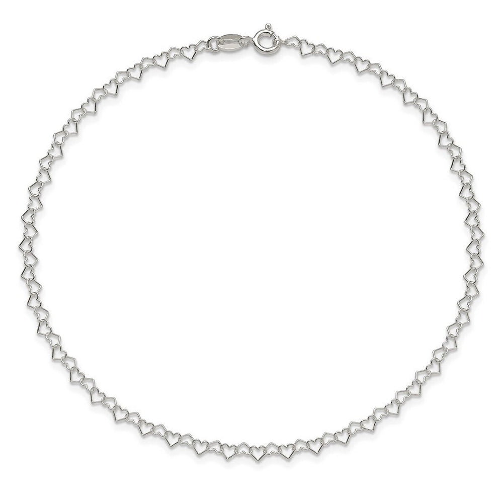 Curata 925 Sterling Silver 9" or 10" 3.5mm Heart Chain Anklet for Women