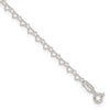 Curata 925 Sterling Silver 9" or 10" 3.5mm Heart Chain Anklet for Women