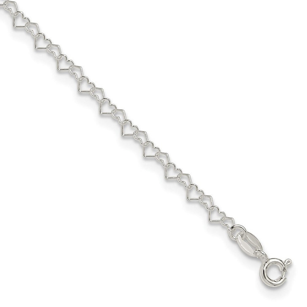 Curata 925 Sterling Silver 9" or 10" 3.5mm Heart Chain Anklet for Women