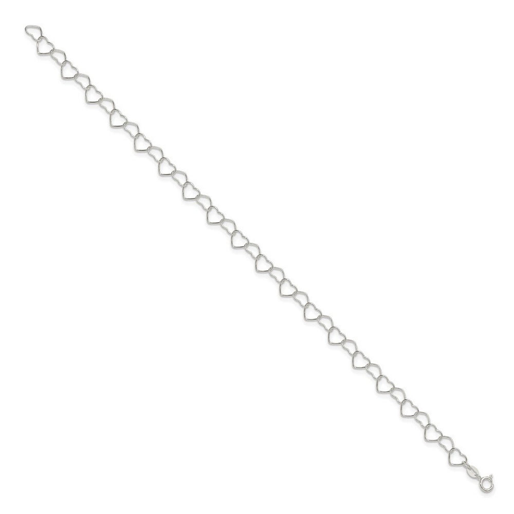 Curata 925 Sterling Silver 9" or 10" 7mm Fancy Heart Link Anklet for Women