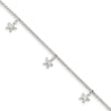 Curata 925 Sterling Silver 9" or 10"Dangling Starfish Anklet for Women