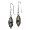 Curata 925 Sterling Silver 9x42mm Crystal and Hematite Hook Earrings