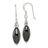 Curata 925 Sterling Silver 9x42mm Crystal and Hematite Hook Earrings