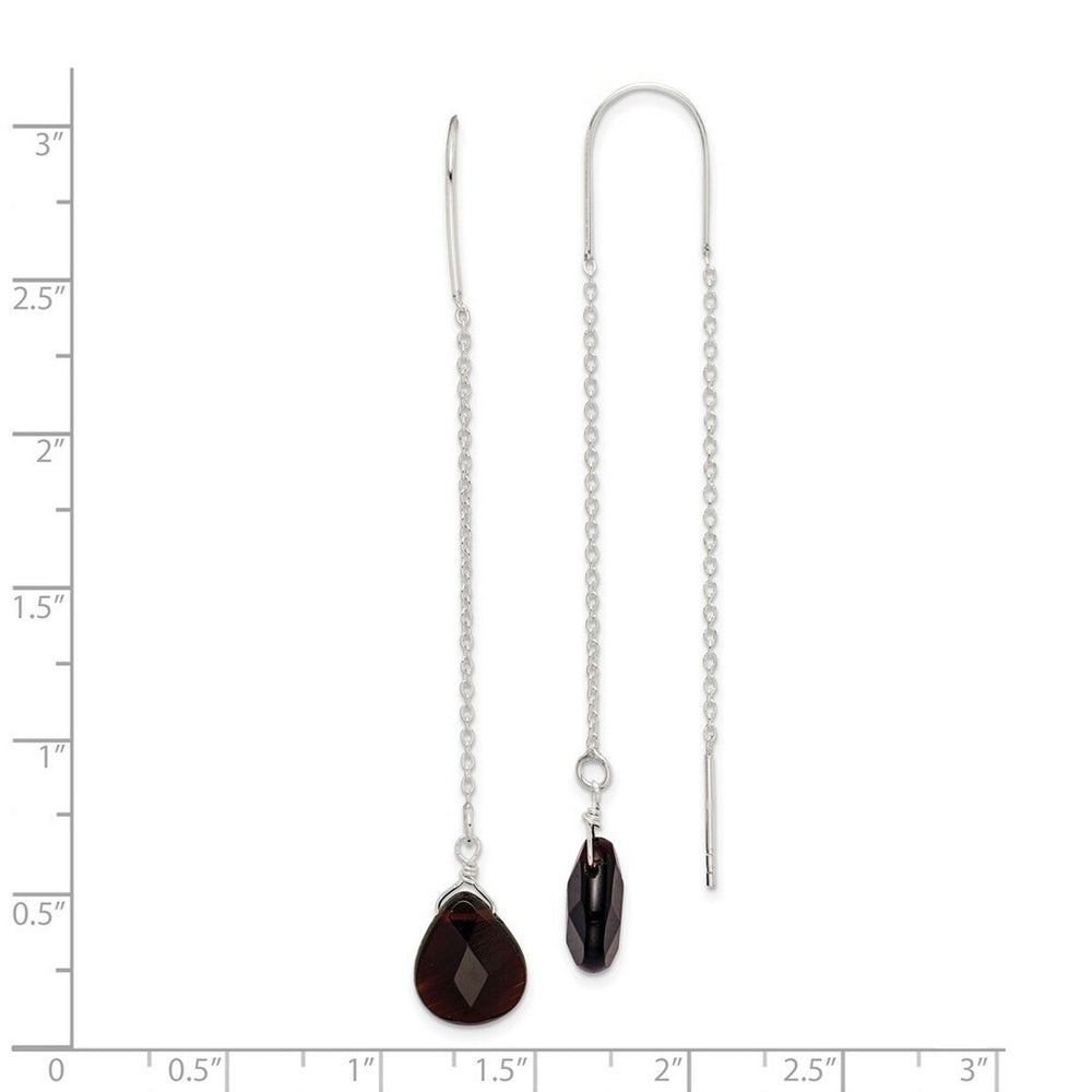 Curata 925 Sterling Silver 9x76mm Black Quartz Threader Earrings