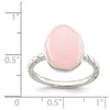 Curata 925 Sterling Silver 9x7mm Cabochon Rose Quartz Ribbed Ring